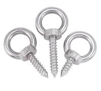 HAEUYA Self Tapping Screw Hook Ring,Hooks Eyebolt Ring,M4~M12 Eyebolts Screws 304 Self Tapping Stainless Steel Screws Sheep Eye Round Screw Eye Nut Round Ring(M6*30mm 4pcs)
