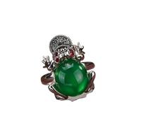HAEUYA Wedding Ring,Womens Rings,Vingtage Open Ring Red Garnet 925 Silver Ring Animal Toad Frog Rings For Women Party Jewelry Finger Accessories(Green)