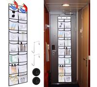 HAEZU Over the Door Shoe Storage Organizer, Magnetic Door Organizers with 14-Pocket,Hanging Shoe Rack Holder for Wardrobe Door Tidy with Hanger(White)
