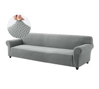 Hafaa 2 Pack High Stretch Sofa Cover 4 Seater Extra Large Couch Covers for Dogs Pets Cats Jacquard Spandex T Shaped Non Slip Sofa Slipcovers Super Soft Elastic Fit Furniture Protector (Grey)
