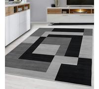 Hafaa Area Rugs for Bedroom - Large Rugs Living Room 120 x 170 Cm Geometric Style Modern Floor Carpet Non Shedding Soft Touch Milo Black and Grey Rug Easy to Clean