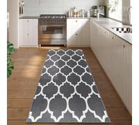 Hafaa Area Rugs Living Room - Geometric Trellis Style Modern Floor Carpet Runners Ava Grey Large (80 x 300 Cm) Easy to Clean