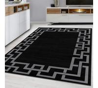 Hafaa Area Rugs Living Room Large 160x230 Cm Printed Rugs for Bedroom Greek Key Style Modern Floor Carpet Soft Touch Non Shedding Nico Black Rug Easy to Clean