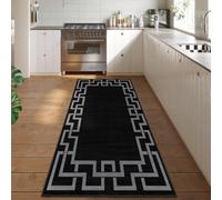 Hafaa Area Rugs Living Room - Runner Rugs for Hallway Greek Key Style Modern Floor Carpet Runners Non Shedding Soft Touch Nico Black Large Rug - Easy to Clean(80 x 300 Cm)