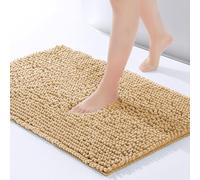 Hafaa Bath Mat Non Slip Anti Mould - Beige Chenille Bathroom Mat 40 x 60 cm Machine Washable Bath mats Super Absorbent Extra Soft Fluffy Shower mat