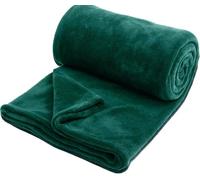 Hafaa Blanket Fleece Throws for Sofas - Fluffy Bed Blankets Single - 400 GSM Soft Cosy Warm Throw for Adults Kids, Emerald, 130x150cm
