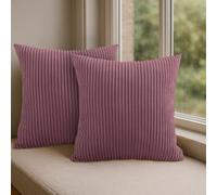 Hafaa Cushion Covers 45 x 45 cm Pack of 2 Light Pink Cushions Decorative Stripe Throw Pillow Cases Soft & Fluffy with Invisible Zipper for Living Room Bed and Couch (18x18 Inch)
