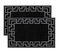 Hafaa Door mat 40x60 cm 2 Pack Indoor Outdoor Doormats Non Slip - Super Soft Heavy Duty Kitchen Floor Mat Dirt Trapper Entrance Mat, Nico Black