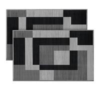 Hafaa Door mat 40x60 cm 2 Pack Indoor Outdoor Doormats Non Slip - Super Soft Heavy Duty Kitchen Floor Mat Dirt Trapper Entrance Mat, Milo Black & Grey