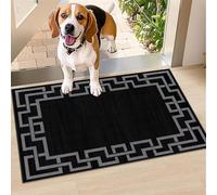 Hafaa Door mats 80 x 150 cm Non Slip Mats for Kitchen Floor Soft Heavy Duty Doormats Inside Stylish Printed Welcome Front Doormat Dirt Trapper Indoor Outdoor Mat (Nico Black)