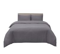 Hafaa Dyed Duvet Cover Brushed Microfiber Quilt Cover with Button Closure Luxury Bedding Grey Duvet Cover with 2 Pillowcases Super King Duvet Set (260cm x 220cm)