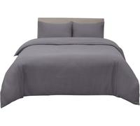 Hafaa Dyed Duvet Cover Brushed Microfiber Quilt Cover with Button Closure Luxury Bedding Grey Duvet Cover with 1 Pillowcase Single Duvet Set (135cm x 200cm)