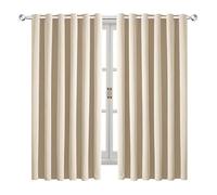 Hafaa Eyelet Blackout Curtains for Bedroom 46 x 54 Inch Ring Top Curtain Kitchen Window Treatment 2 Panels with Tiebacks Set, Cream