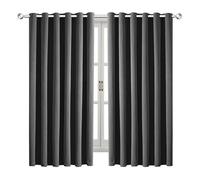 Hafaa Eyelet Blackout Curtains for Bedroom 46 x 54 Inch Ring Top Design Kitchen Window Treatment 2 Panels Set Curtain with Tiebacks - Dark Grey