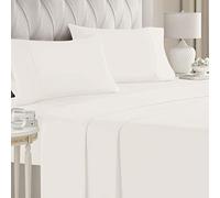 Hafaa Flat Sheets Double 100% Egyptian Cotton Bed Sheet 200 Thread Count Super Soft & Breathable Hotel Quality Cream Bed Sheets - Wrinkle & Shrinkage Resistant