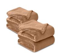 Hafaa Fleece Blanket King Size for Bed - Fluffy Throws for Sofas Couch 2 Pack - 400 GSM Soft Cosy Extra Large Warm Throw Blankets for Adults, Camel, 230x270cm