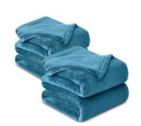 Hafaa Fleece Blanket Throws for Sofa 2 Pack - Fluffy Soft Warm Versatile Cosy Throw Blankets for Couch/Bed Double/Twin Size Teal, 150x200cm