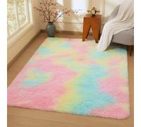 Hafaa Fluffy Rugs Living Room - Super Soft Shaggy Area Rugs for Bedroom 80cm x 150cm Anti-Slip - Modern Plush Carpet Non Shedding Easy To Clean Rug, Rainbow