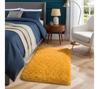 Hafaa Fluffy Shaggy Rugs Living Room Ochre 50x80 cm, Soft Thick Pile Carpet Bedroom, Non Slip Small Bedside Rug for Kids Nursery Room Non-Shedding