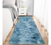 Hafaa Fluffy Shaggy Rugs Living Room Tie-Dye Teal 60x220 cm, Long Non-Slip Carpet Runner Rugs for Hallway, Soft Thick Pile Bedside Rug for Kids Bedroom, Nursery Room Non-Shedding