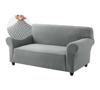 Hafaa High Stretch Sofa Cover 2 Seater Spandex Elastic Fit Loveseat Grey Sofa Slipcovers T Shape - Super Soft Non Slip Couch Covers Washable Furniture Protector for Pets/Kids/Dogs
