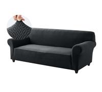 Hafaa High Stretch Sofa Cover 3 Seater Jacquard Spandex Non Slip Sofa Slipcovers Elastic Fit Couch Covers for Living Room Soft Washable Furniture Protector for Pets/Kids/Dogs (Black)