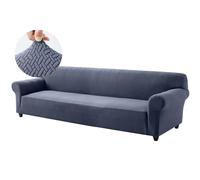 Hafaa High Stretch Sofa Cover 4 Seater Extra Large Couch Covers for Dogs Pets Cats Jacquard Spandex T Shaped Non Slip Sofa Slipcovers Super Soft Elastic Fit Furniture Protector (Blue Grey)