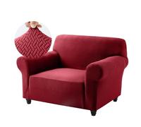 Hafaa High Stretch Sofa Cover - Elastic Fit Chair Covers Non Slip Sofa Slipcovers Jacquard Spandex T Shape Couch Armchair Cover Soft Washable Furniture Protector for Kids/Pets (1 Seater, Wine Red)