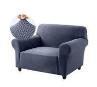 Hafaa High Stretch Sofa Cover - Elastic Fit Chair Covers Non Slip Sofa Slipcovers Jacquard Spandex T Shape Couch Armchair Cover Soft Washable Furniture Protector for Kids/Pets (1 Seater, Blue Grey)