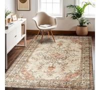 Hafaa Machine Washable Rugs Living Room 80 x 150 cm - Soft Short Pile Area Rugs For Bedroom Large, Kitchen Carpet Non Slip Traditional Oriental Floral Design Vintage Boho Cashmere Rug, Timeless
