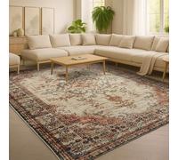 Hafaa Machine Washable Rugs Living Room Large 160x230 cm - Soft Short Pile Area Rugs For Bedroom Lounge, Kitchen Carpet Non Slip Traditional Floral Design Vintage Boho Cashmere Rug, Timeless