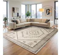 Hafaa Machine Washable Rugs Living Room Large 160x230 cm - Soft Short Pile Beige Area Rugs For Bedroom Lounge, Kitchen Carpet Non Slip Bedside Rug Traditional Design Vintage Boho Cashmere Rug, Radiant