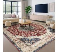 Hafaa Machine Washable Rugs Living Room Large 200x290 cm - Soft Short Pile Area Rugs For Bedroom, Dining Room, Kitchen Carpet Non Slip Traditional Design Vintage Boho Cashmere Rug, Whisper