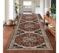 Hafaa Machine Washable Runner Rugs for Hallway Non- Slip Large Bedside Rug 80x150 cm - Traditional Pattern Bedroom Carpets for Living Room, Lounge (Whisper)