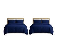 Hafaa Pack of 2 King Size Duvet Cover Sets - Brushed Microfibre Navy Duvet Covers with 4 Pillow Cases - Kingsize Quilt Cover Set