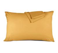 Hafaa Pack of 2 Ochre Brushed Microfiber Plain Bed Pillow Cases (50 x 75 Cm)