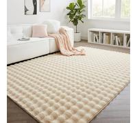 Hafaa Premium Shaggy Bubble Rugs Living Room, 100% Polyester Soft Cosy 750 GSM Bedside Rug for Bedroom Kids Room, Machine Washable Large 2.2 cm Thick Pile Durable Carpet, 160x230 cm, Beige