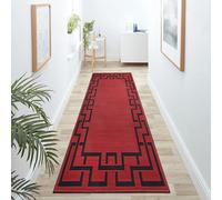 Hafaa Red Runner Rugs for Hallway Non-Slip Greek Key Style Carpet for living room 60 x 220 cm Runner - Printed Carpets Runner for Lounge Office Bedroom (Lexi)