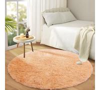 Hafaa Round Rugs Living Room - Beige Area Rugs for Bedroom 120x120 cm Anti Slip - Modern Super Soft Thick Pile Fluffy Shaggy Rug - Plush Carpet Non Shedding Easy to Clean