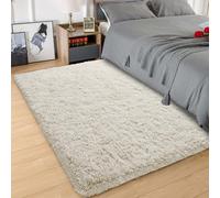 Hafaa Rugs Living Room - Cream Area Rugs for Bedroom Non Slip - Modern Super Soft Large Fluffy Shaggy Thick Pile Non-Shedding Rug - Plush Carpet for Dining Room, 80cm x 150cm
