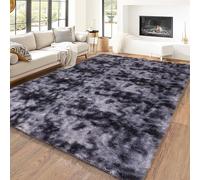 Hafaa Rugs Living Room Large 160x230 cm - Fluffy Shaggy Dark Grey Area Rugs for Bedroom Non-Slip - Modern Super Soft Thick Pile Plush Carpet Non Shedding Easy To Clean Rug, Tye-Dye Grey