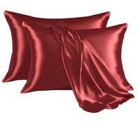 Hafaa Satin Burgundy Pillow Cases 2 Pack Soft as Silk Pillowcase for Hair and Skin With Envelope Closure Design Standard Size (50x75 cm) Anti Allergy Pillow Covers, Gifts for Women