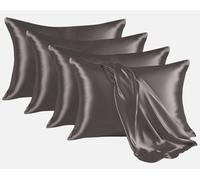 Hafaa Satin Charcoal Pillow Cases 6 Pack Soft as Silk Pillowcase for Hair and Skin with Envelope Closure Design Standard Size (50x75 cm) Pillow Cases, Gifts for Women