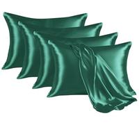 Hafaa Satin Emerald Pillow Cases 4 Pack Soft as Silk Pillowcase for Hair and Skin with Envelope Closure Standard Size (50x75 cm) Pillow Covers, Gifts for Women