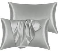 Hafaa Satin Grey Pillow Cases 2 Pack Soft as Silk Pillowcase for Hair and Skin With Envelope Closure Design Standard Size (50x75 cm) Pillow Covers, Gifts for Women