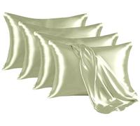Hafaa Satin Mint Pillow Cases 4 Pack Soft as Silk Pillowcase for Hair and Skin with Envelope Closure Standard Size (50x75 cm) Pillow Covers, Gifts for Women