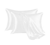Hafaa Satin White Cooling Pillow Cases 2 Pack Soft as Silk Pillowcase For Hair and Skin With Envelope Closure Standard Size (50x75 cm) Pillow Covers, Gifts for Women