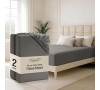 Hafaa Small Double Fitted Sheet 2 Pack 40CM Deep Pocket 16 Inch Grey | Bed Sheets Hotel Quality Soft Brushed Microfiber Fabric Elastic Corner Breathable Shrinkage Fade Resistant Bedsheet