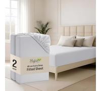 Hafaa Small Double Fitted Sheet 2 Pack 40CM Deep Pocket 16 Inch White | Bed Sheets Hotel Quality Soft Brushed Microfiber Fabric Elastic Corner Breathable Shrinkage Fade Resistant Bedsheet