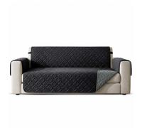 Hafaa Sofa Cover 3 Seater Water Resistant Sofa Slipcovers, Black/Dark Grey Non Slip Reversible Sofa Covers with Elastic Strap - Washable Sofa Protectors from Pets/Kids/Dogs